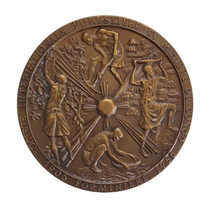 a032 Bronze Medallion I.S.F.&M. Congo 50th George Andre Brunet for Fonson 1956 - Picture 1 of 6