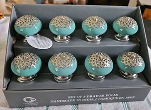 Juego de 8 perillas de tirador de cajón para decoración de casa - hechas a mano en la India - nuevas en caja - Imagen 1 de 6