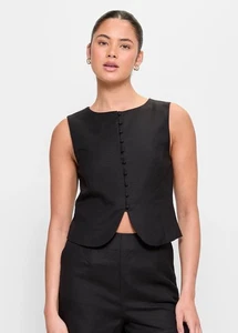 LILY LOVES Black European Linen Vest SIZE 18 AU/14 US BNWT Target Office Work - Picture 1 of 8
