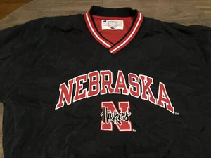 Pullover vintage Nebraska Cornhuskers reversibile rosso e nero giacca campione - Foto 1 di 12