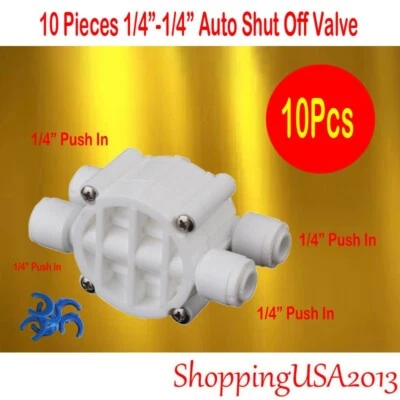 10X Auto Shut Off Valve Push In 1/4-1/4 Quick Connect RO Water Filter System - Image 1 of 4