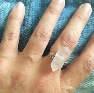 ROSE QUARTZ CRYSTAL Ring Size 6 Handcrafted Natural Gemstone Sterling Silver - Picture 1 of 5