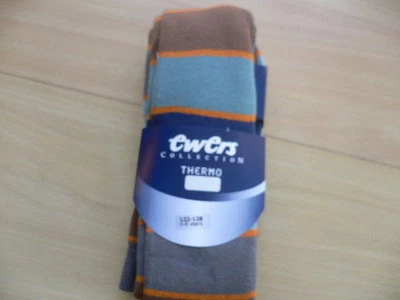 EWERS  MÄDCHEN THERMO STRUMPFHOSE braun gestreift Gr.122-128 - Bild 1 von 3