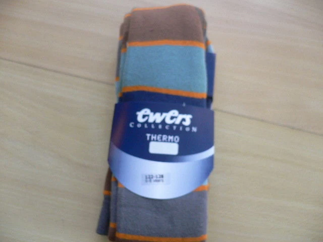 EWERS  MÄDCHEN THERMO STRUMPFHOSE braun gestreift Gr.122-128 - Bild 1 von 3