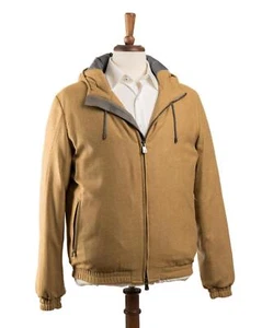 Isaia $3,850 NWT Yellow Wool Down Filled Puffer Jacket Coat (50 IT) 40 US M - Picture 1 of 9