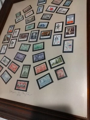 Stamps And Autographs In A  Picture Frame - Image 1 of 4