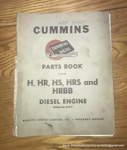 CUMMINS H HR HS HRS HRBB DIESEL ENGINE PARTS MANUAL 1951 6127-F T - Imagen 1 de 3
