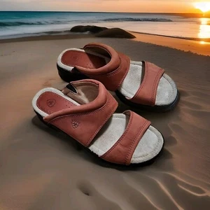 Ariat Leather Sandals Size 8B Red Suede Style 95161 EUC Slipon - Picture 1 of 15