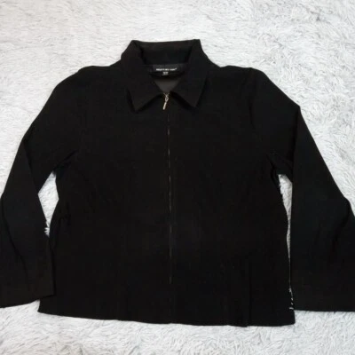 Chaqueta De Colección Briggs New York Mujer 16W Negra Ligera Cremallera Preppy Suave Foto 1 de 4