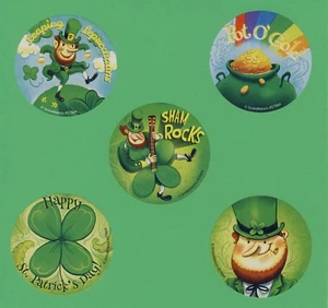10 St. Patrick's Day - Large Stickers - Party Favors - Leprechaun, Shamrock - Picture 1 of 1