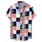 Fashion Men's Shirt Summer Short Sleeve Lapel Design Plaid Floral Zf