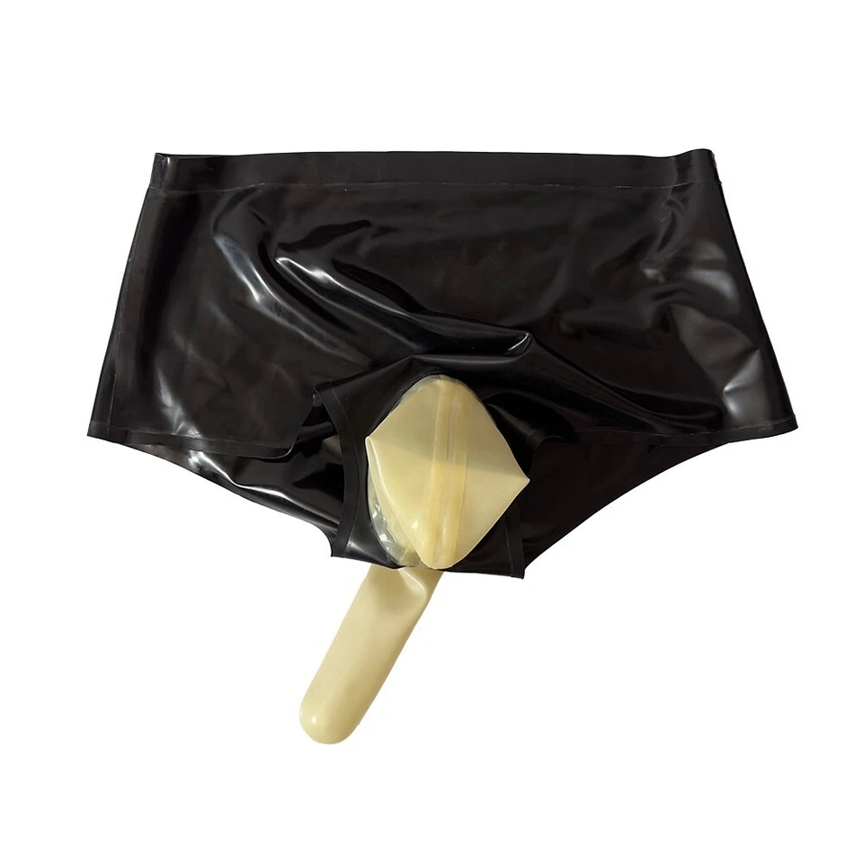 Calzoncillos de látex con funda de goma ano fetiche calzoncillos unisex bragas 0,4 mm BDSM Foto 1 de 4