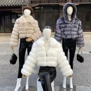 Women Real Fox Fur Coat Natural Lapel Short Jacket Winter Thick Fashion Overcoat - Picture 1 of 7