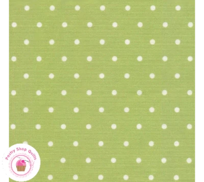 Moda BAREFOOT ROSES TW05GR Green Polka Dots TANYA WHELAN Quilt Fabri SHABBY CHIC - Image 1 of 3