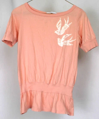 Charlotte Russe Youths Pink Dove Bird Blouson Short Sleeve Shirt Top Small - Imagem 1 de 4