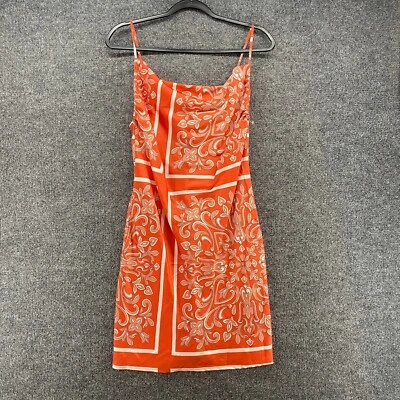 Vestido Forever 21 Mujer S Naranja Sin Mangas Satinado Floral Y2K Años 90 Hippie Años 70 Foto 1 de 4