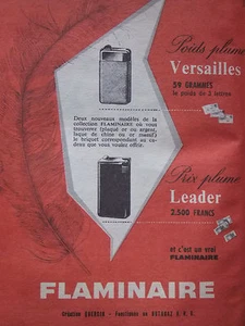 PUBLICITÉ DE PRESSE 1955 BRIQUET FLAMINAIRE VERSAILLE ET LEADER - ADVERTISING - Picture 1 of 1