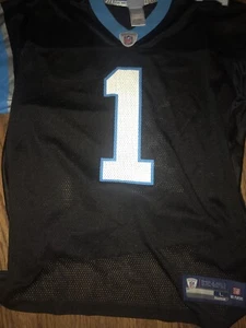 CAROLINA PANTHERS CAM NEWTON #1 Football Jersey By REEBOK Men’s LARGE Black - Picture 1 of 6