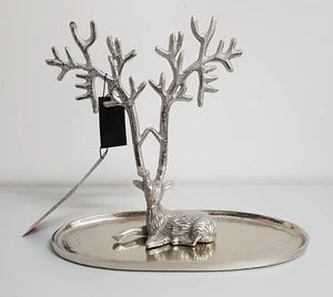 Schale  Dekoschale Tablett mit Hirsch  Colmore  Alu/Nickel  37 x 14 x 32 cm - Bild 1 von 3