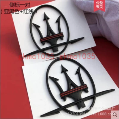 For Maserati Quattroporte GranTurismo Ghibli Levante RH&LH Side  Badge Black - Image 1 of 3