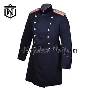 Cappotto uomo Frock Coat blu navy lana militare inglese fatto a mano ufficiale Frock Coat - Foto 1 di 3