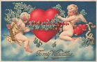 Valentine Day, Albrecht & Meister, Cupids Decorating Heart With Forget Me Nots