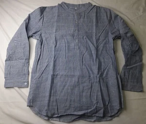 NEW, Men’s Blue & White Striped Long Sleeve Shirt w/Mock Neck (L) - Picture 1 of 8