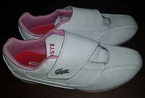 LACOSTE Sport Womens Girls White & Pink Leather Shoes Sneakers Tennis Size 5 - Picture 1 of 10