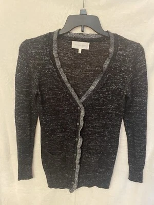 Cárdigan Victoria's Secret Negro Plateado Metálico Brillante Bolsillos Talla MEDIANA Foto 1 de 4