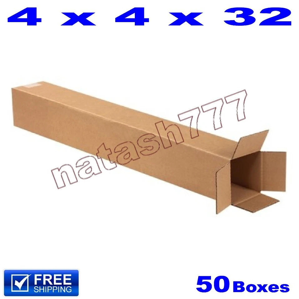 50 - 4x4x32 Cardboard Boxes 32-ECT Mailing Packing Shipping Corrugated Carton - Image 1 of 1