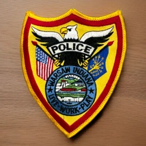 Vintage Warsaw Police (Indiana) Red Border Shoulder Patch NOS - Picture 1 of 2