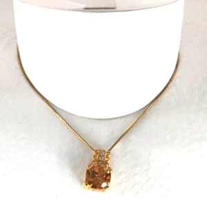 Collana con ciondolo color ambra sfaccettata tono oro .925 Italia - Foto 1 di 6