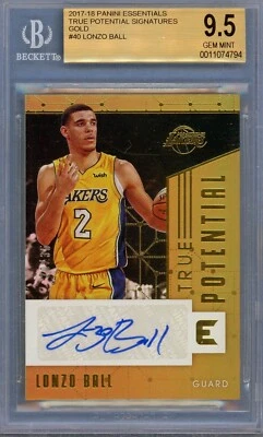 2017-18 Panini Essentials Lonzo Ball True Potential Gold /35 BGS 9.5 Auto 10 - Image 1 of 2