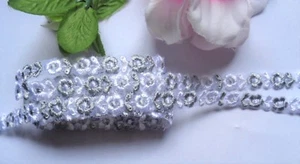 Venise Lace Galloon, 3/8 inch grey/white color price for 1 yard - Picture 1 of 4