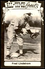 1973 TCMA ALL-TIME GREATS POSTCARDS - FRED LINDSTROM NEW YORK GIANTS