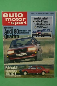AMS 25/82 Audi 80 Quattro Ford Escort XR3I Mercedes 190E Oldsmobile Cutlass - Foto 1 di 1