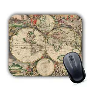 VINTAGE WORLD MAP MOUSE MAT Pad Computer PC Mac MacBook Gaming Laptop Retro New - Picture 1 of 3