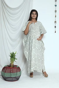 Indisch Baumwolle Mütter Schwangerschaft Kaftan Kleid Blumen Fütterung Nachthemd - Bild 1 von 2