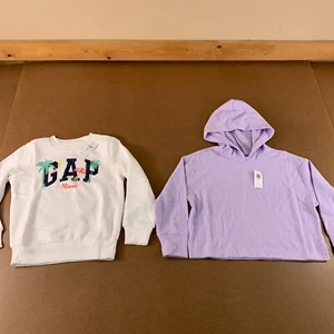 Girls Size 6-7 Old Navy Lilac Hoodie Gap White Miami Sweatshirt 2 Pieces NWT - Picture 1 of 13