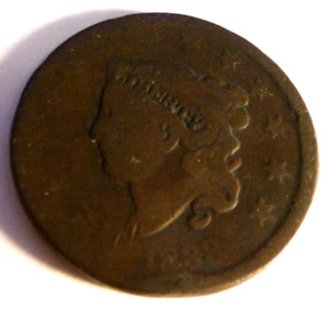 Coronet Large Cent 1833 AG - Picture 1 of 2