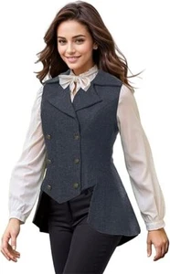 Chaleco victoriano para mujer, trajes de tweed renacentista chaleco gótico - Imagen 1 de 17