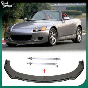 For 00-09 Honda S2000 Carbon Fiber Front Bumper Lip Splitter Spoiler +Strut Rods - Picture 1 of 18