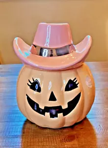 Nuevas telarañas y calderos ROSA Halloween Texas vaquera calabaza Jack-O-Lantern - Imagen 1 de 12