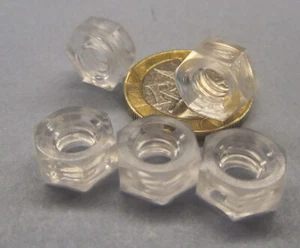 Hex Nut, Polycarbonate, 1/4"-20 Thread x 27/64" W x 15/64" H, 20 Pcs - Picture 1 of 11