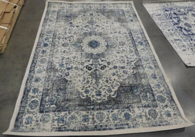 IVORY / GREY 5'-1" X 7'-6" Damage Binding Rug Reduced Price 1172603799 EVK220D-5 - Image 1 of 4