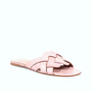 SCHUTZ Tari Woven Leather Slide Sweet Rose women's slip on Sandal Size 7 B - Picture 1 of 8