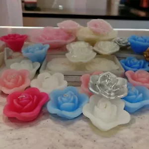 Lot of 30 Mix Floating Rose Candles UNUSED Scented & Unscented Assorted sizes - Picture 1 of 14