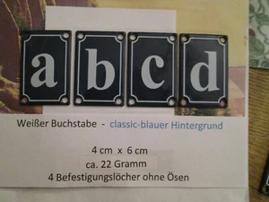 Hausnummer Emaille Zusatz a b c d weisser Buchstabe blauer Hinterg 4cm x 6cm - Picture 1 of 12