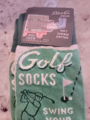 Blue Q Crew Socks Golf Swing Your Thing It’s All Mental  Men’s Size 7-12 - Image 1 of 4