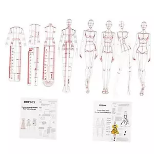 Fashion Drawing Template Ruler Set, Woman Sewing 8PCS Professional Kit(A4) - Picture 1 of 7